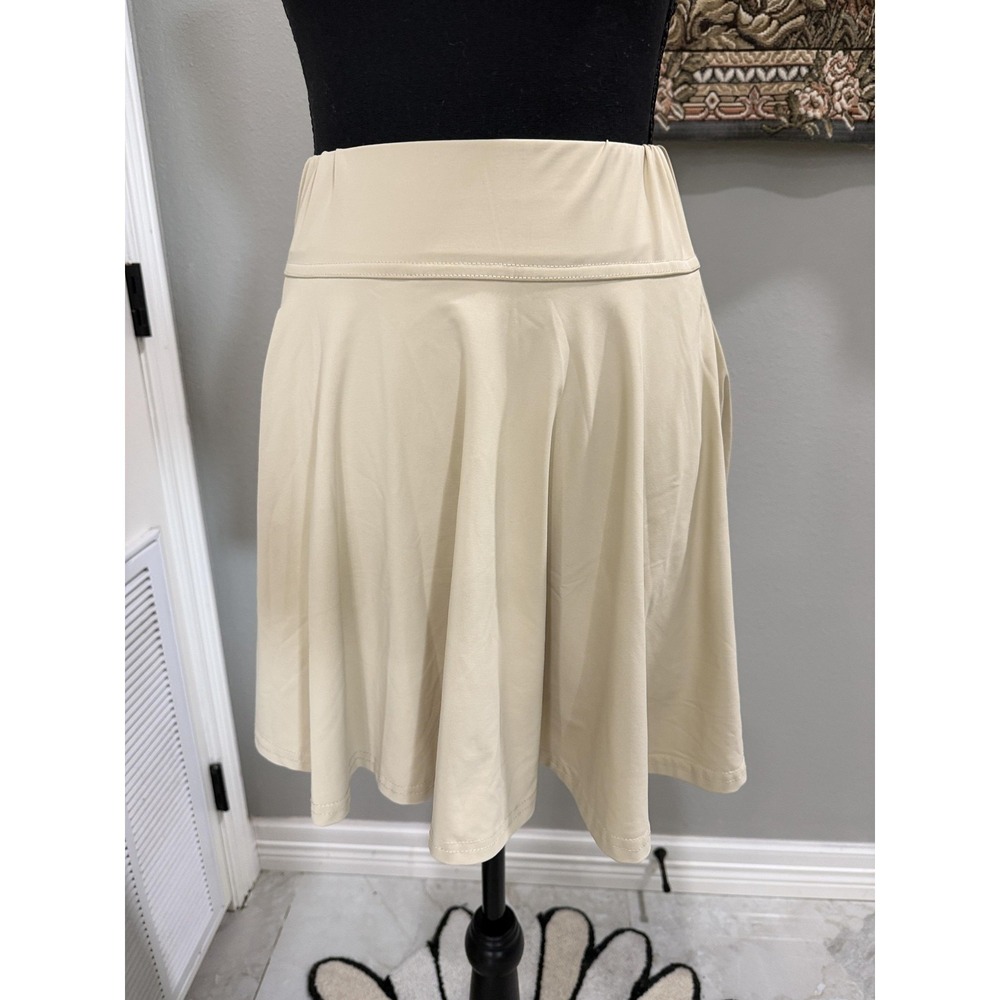 Skort Womens Medium Beige Pull On Lined Athletic Tennis Running Training Stretch